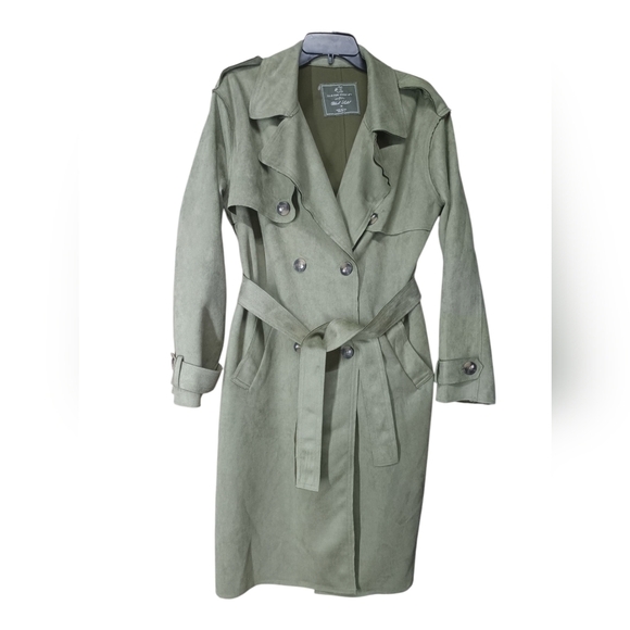 Black Label Green Trench Coat with Shoulder Epaulettes - Picture 5 of 8